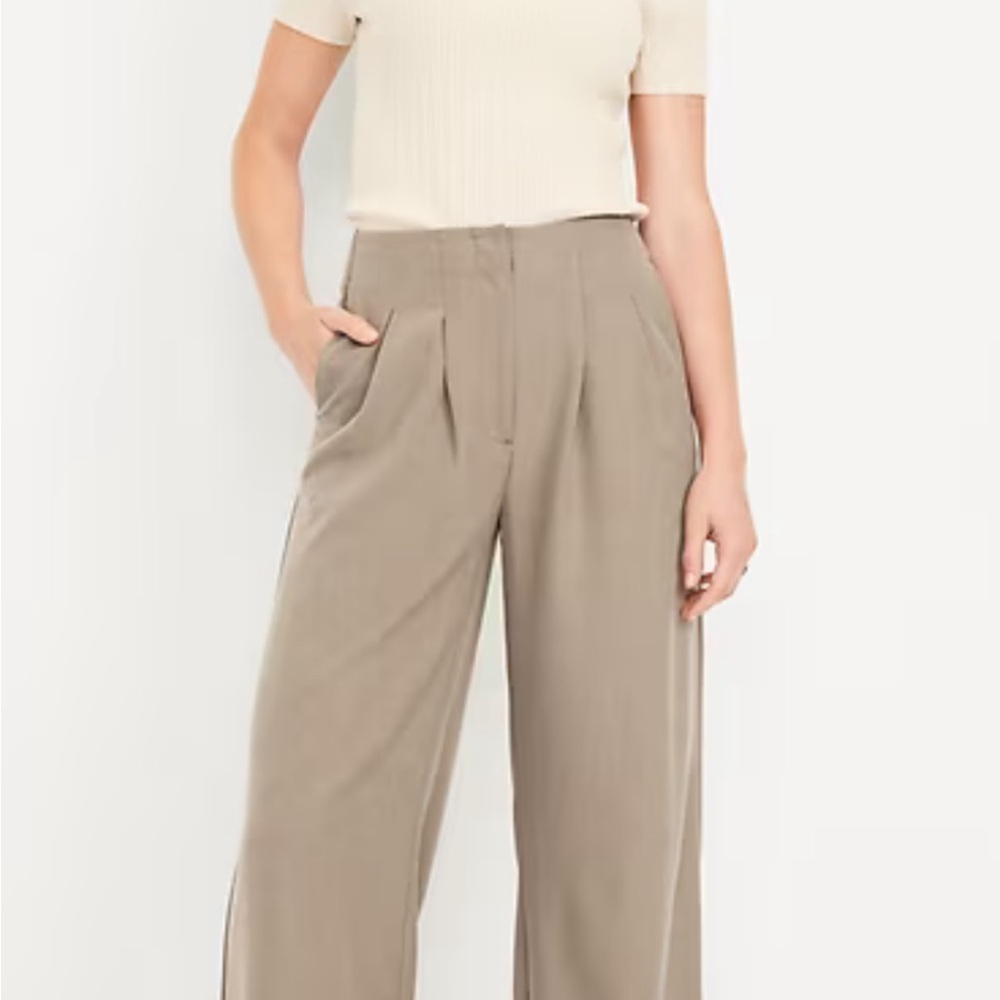 Old Navy super high waisted extra wide leg tan pants